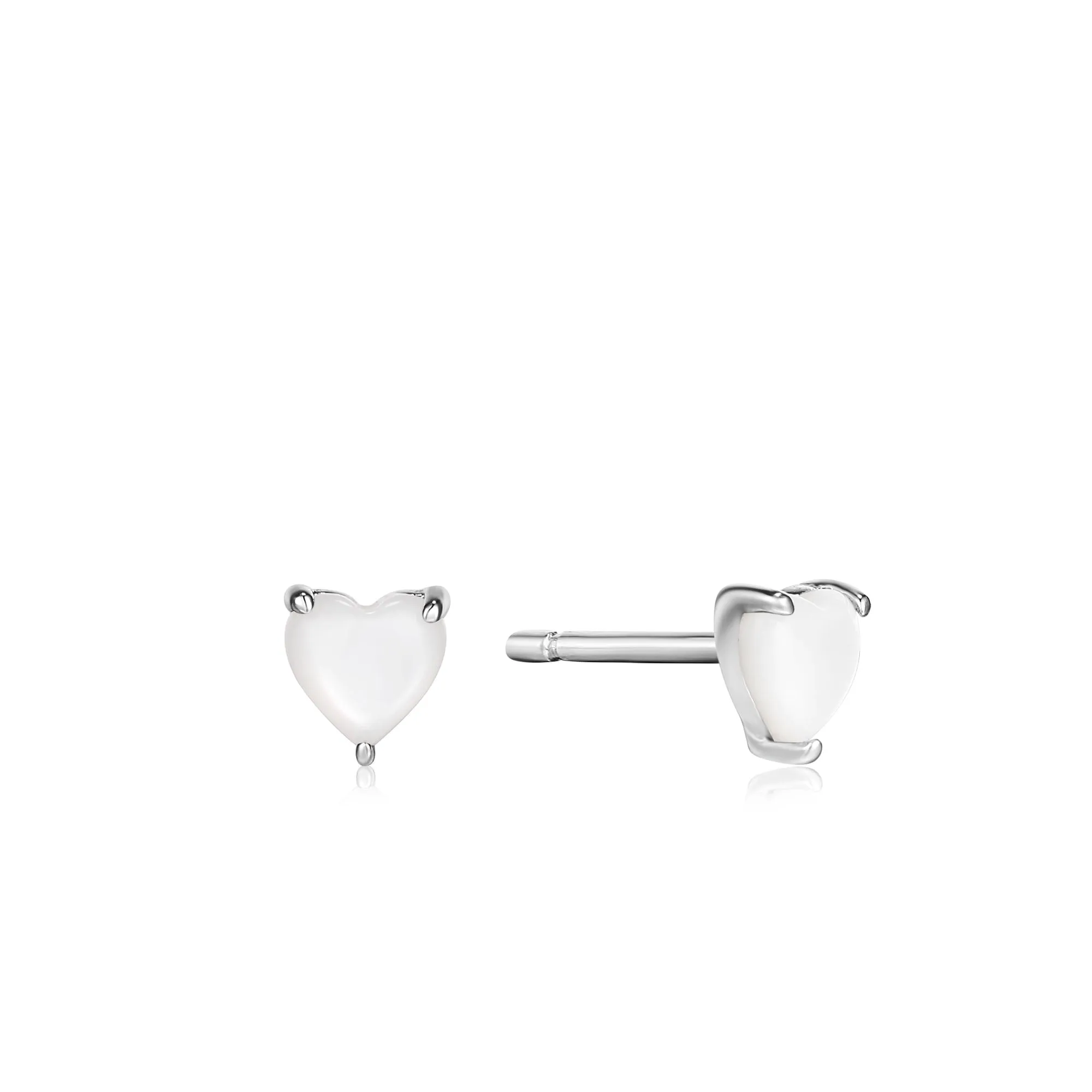 Ania Haie Silver Mother of Pearl Heart Stud Earrings