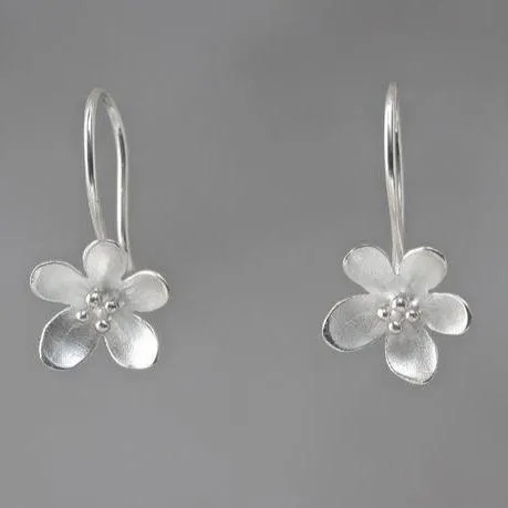 Apple Blossom Sterling Silver Loop Earrings