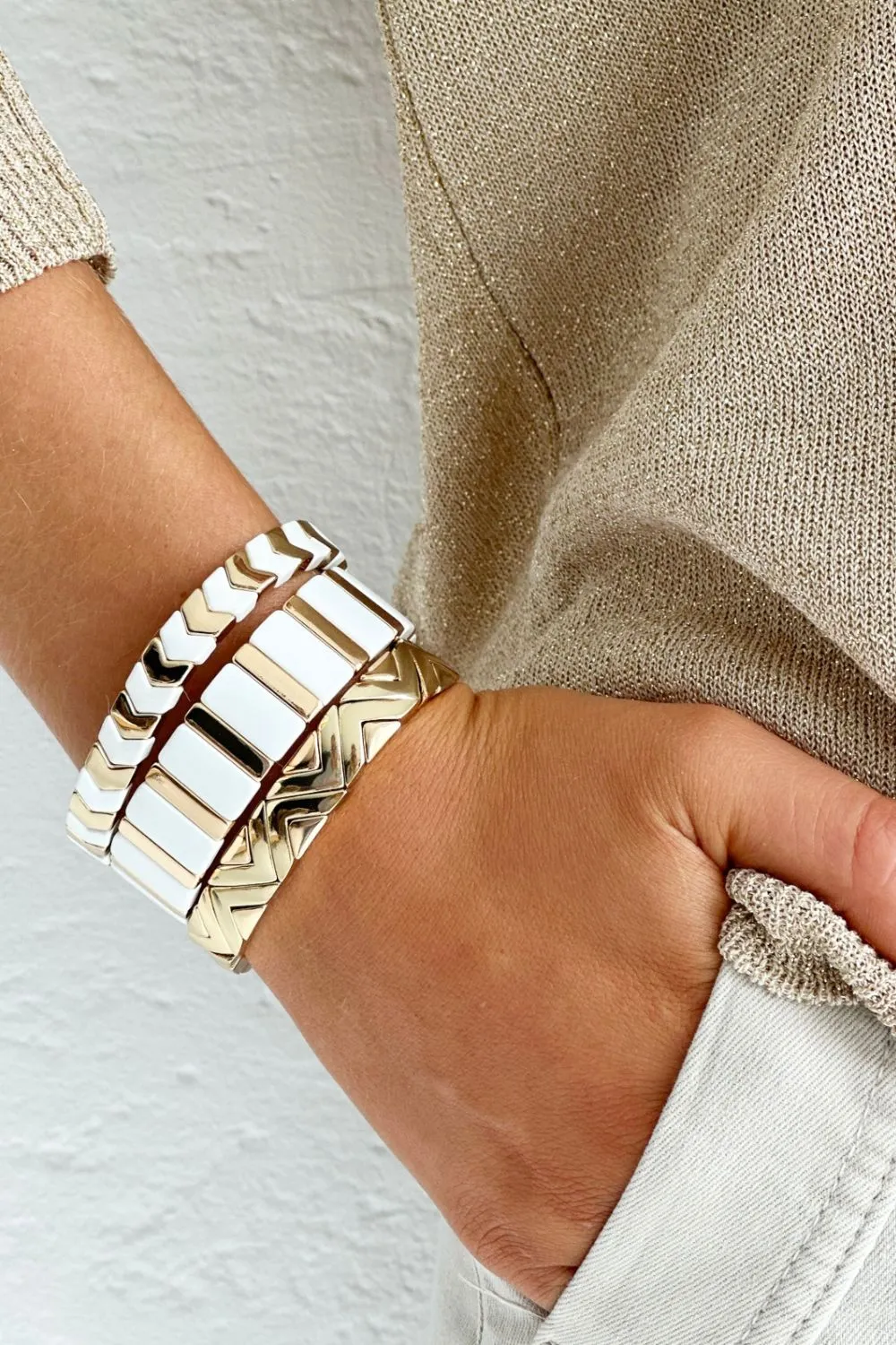 Arrow bracelet | Gold & White