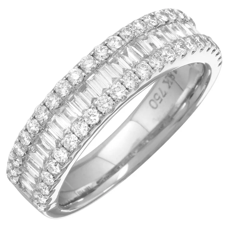 Baguette and Round Diamonds Half Band Ring