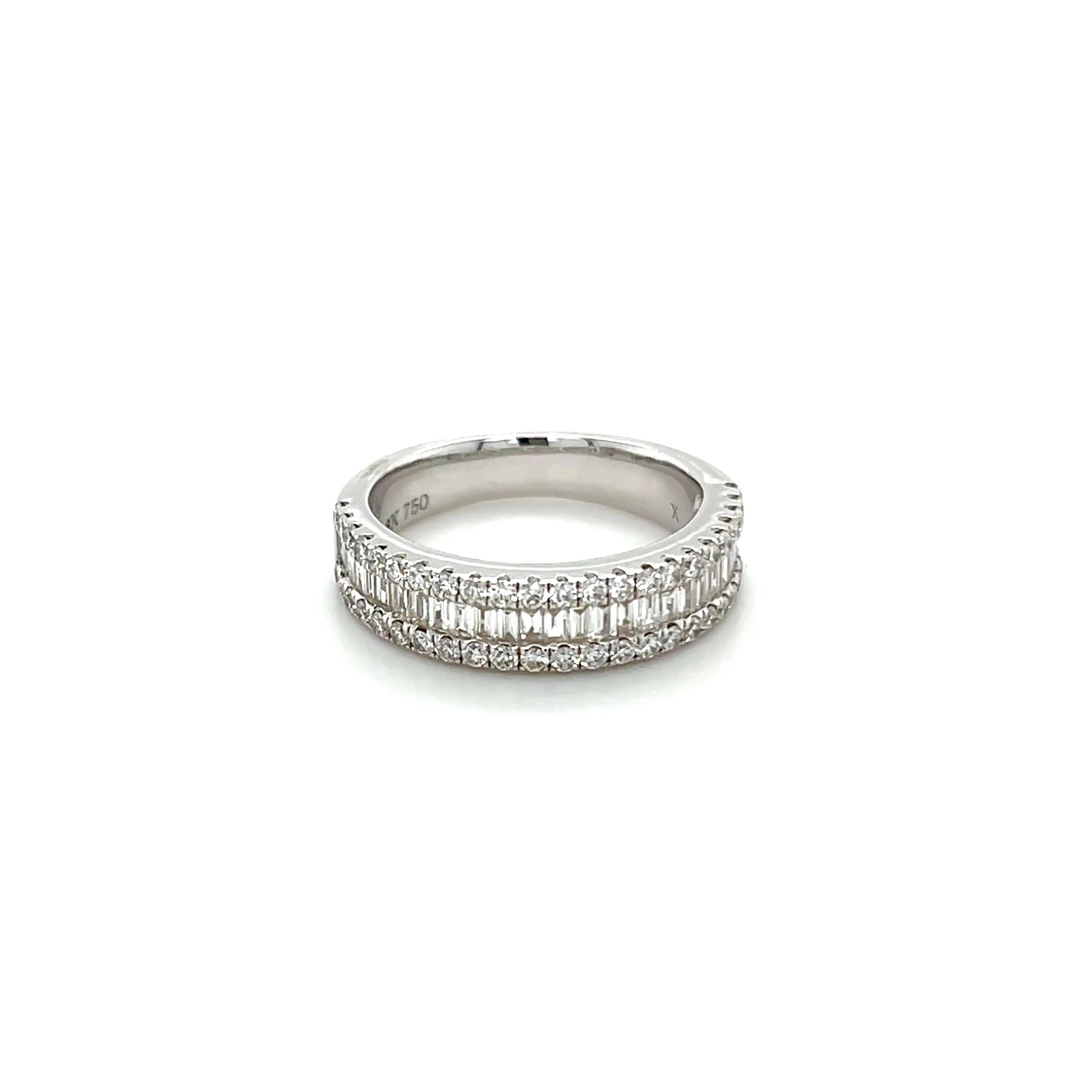 Baguette and Round Diamonds Half Band Ring