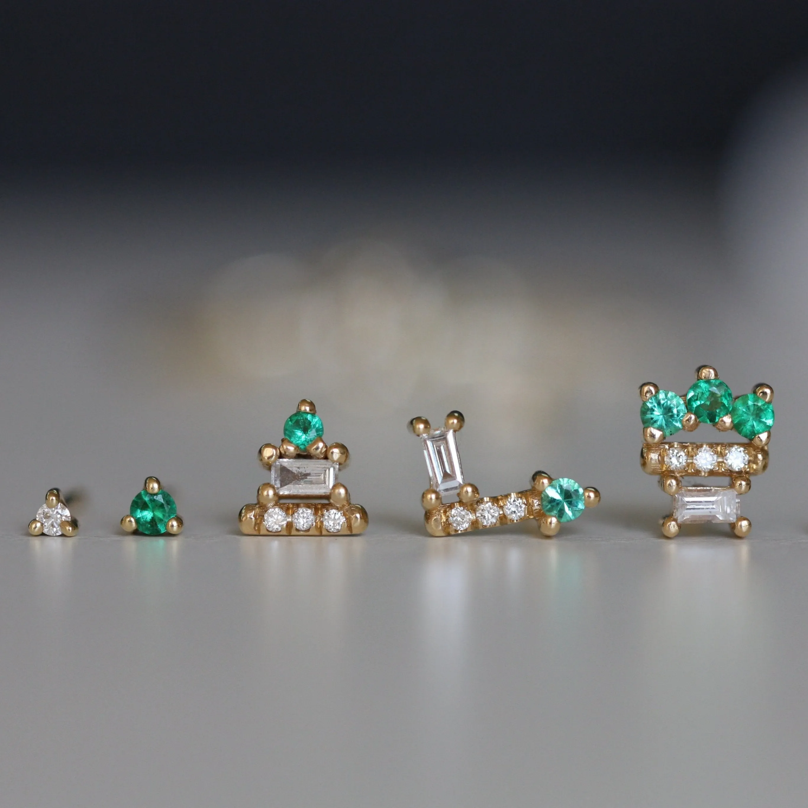 Baguette Emerald Lace Stud (Single)