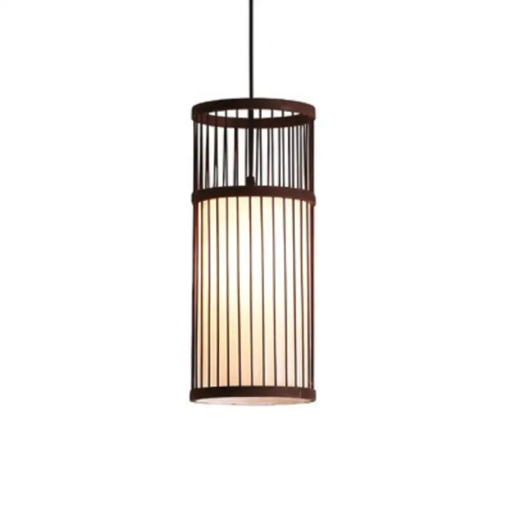 Bamboo Cylinder Suspension Pendant Light - Minimalist Restaurant Ceiling Fixture