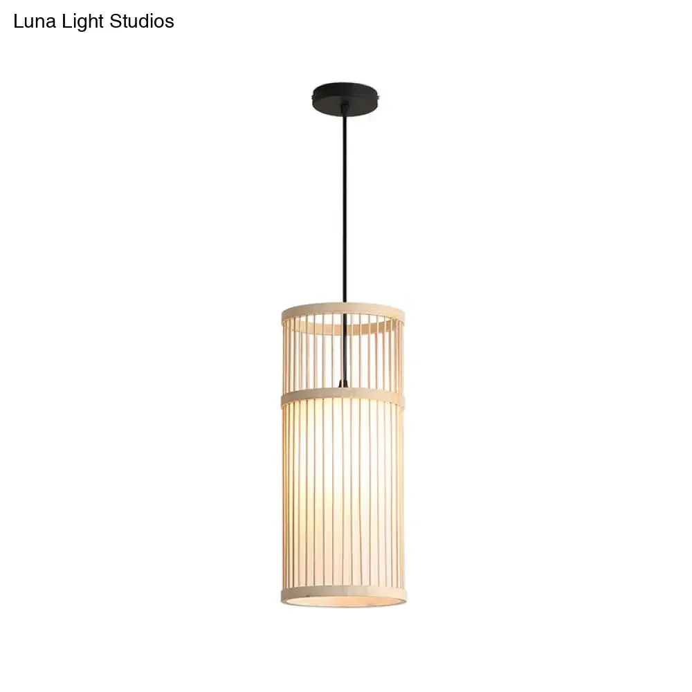 Bamboo Cylinder Suspension Pendant Light - Minimalist Restaurant Ceiling Fixture