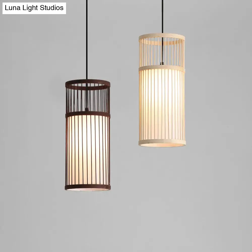 Bamboo Cylinder Suspension Pendant Light - Minimalist Restaurant Ceiling Fixture