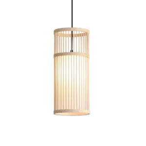 Bamboo Cylinder Suspension Pendant Light - Minimalist Restaurant Ceiling Fixture