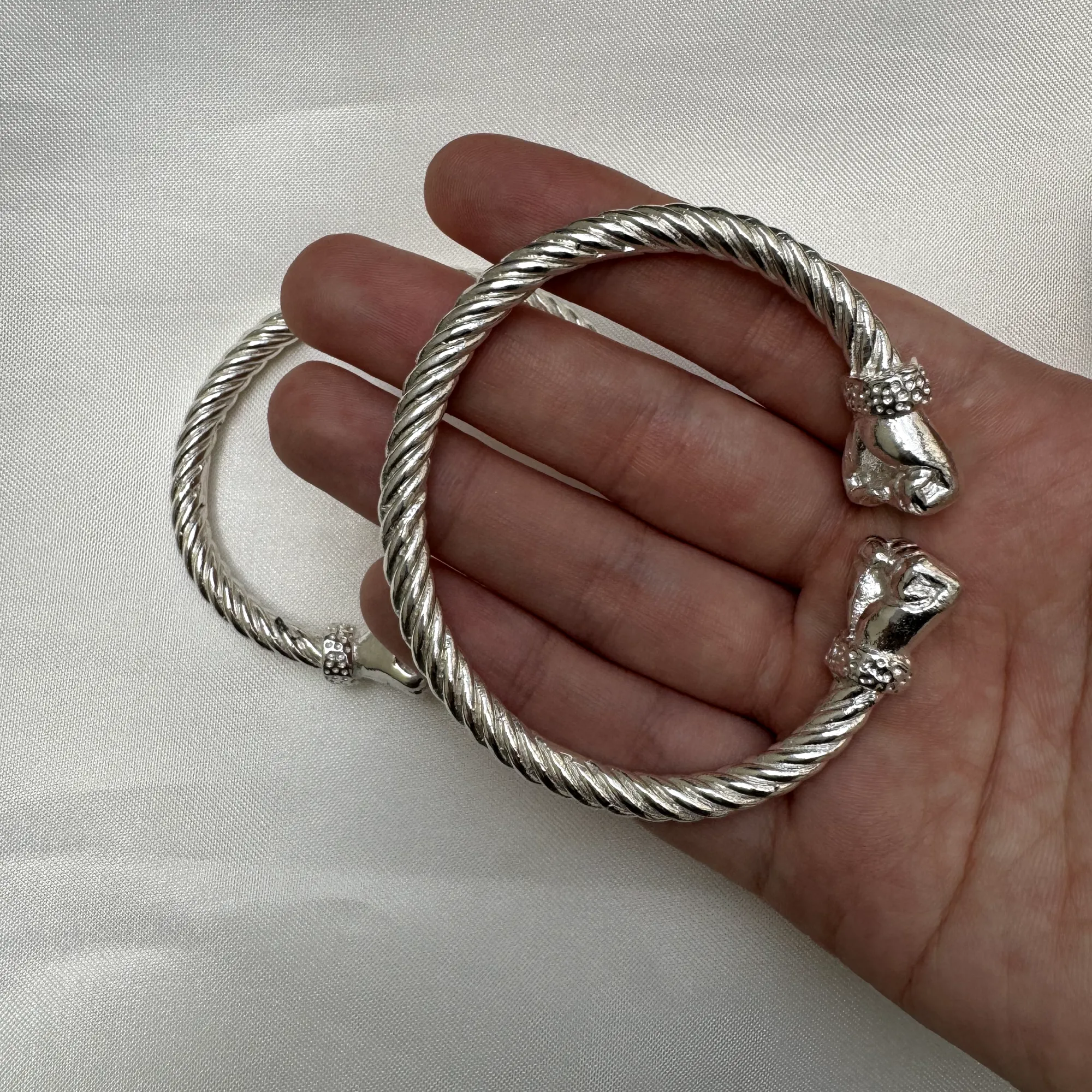 Better Jewelry Fist Ends Coiled Rope West Indian Bangle .925 Sterling Silver,1 piece