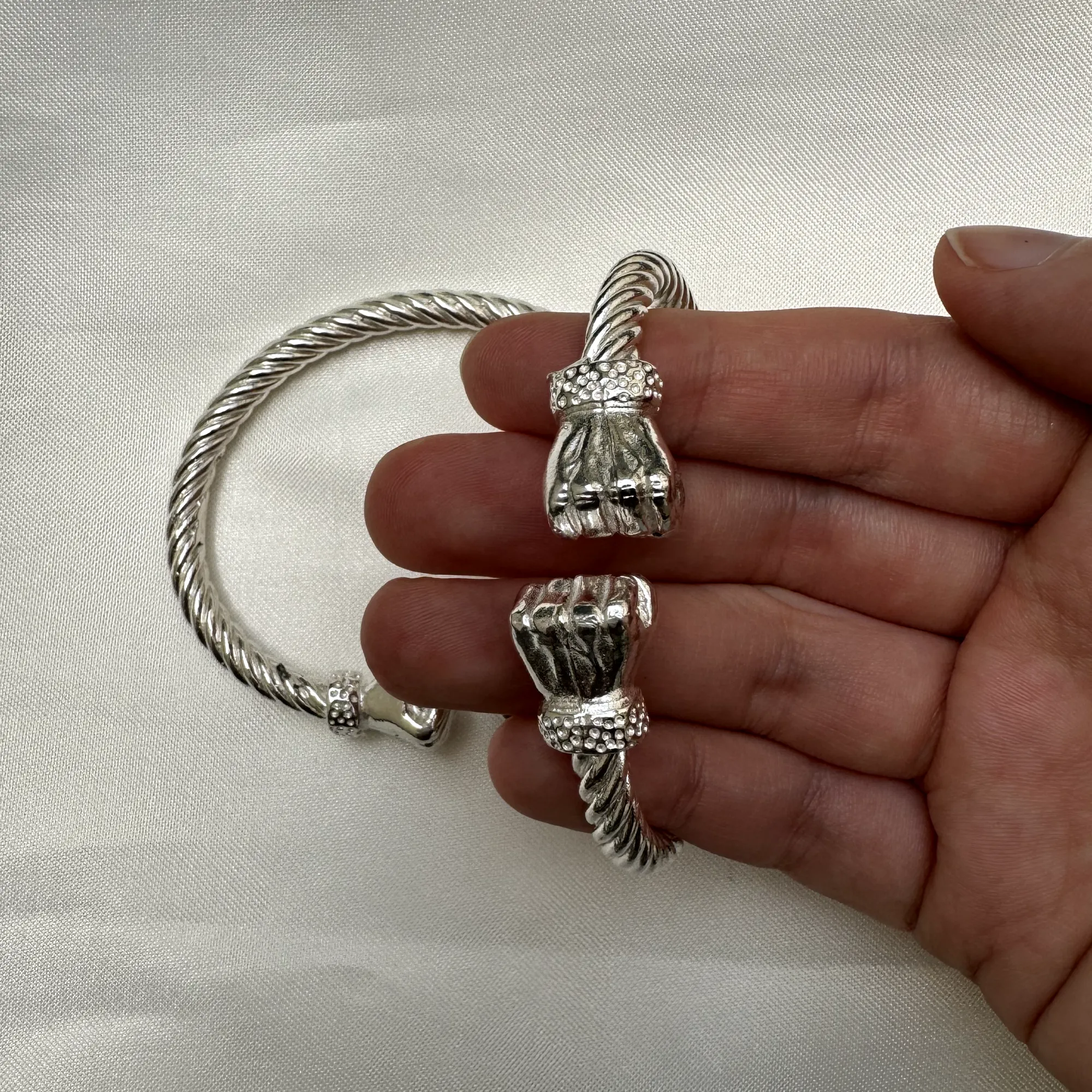 Better Jewelry Fist Ends Coiled Rope West Indian Bangle .925 Sterling Silver,1 piece