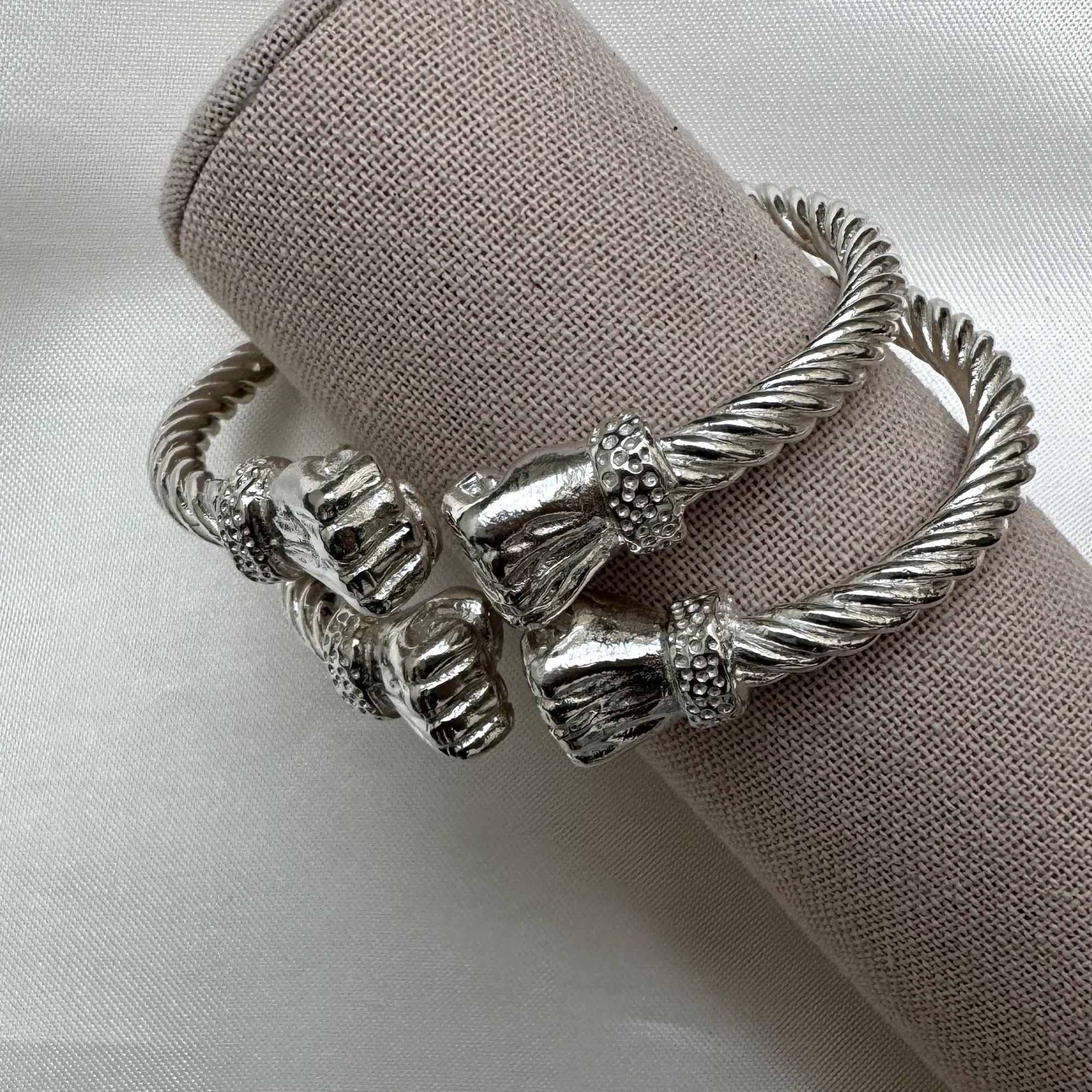 Better Jewelry Fist Ends Coiled Rope West Indian Bangle .925 Sterling Silver,1 piece