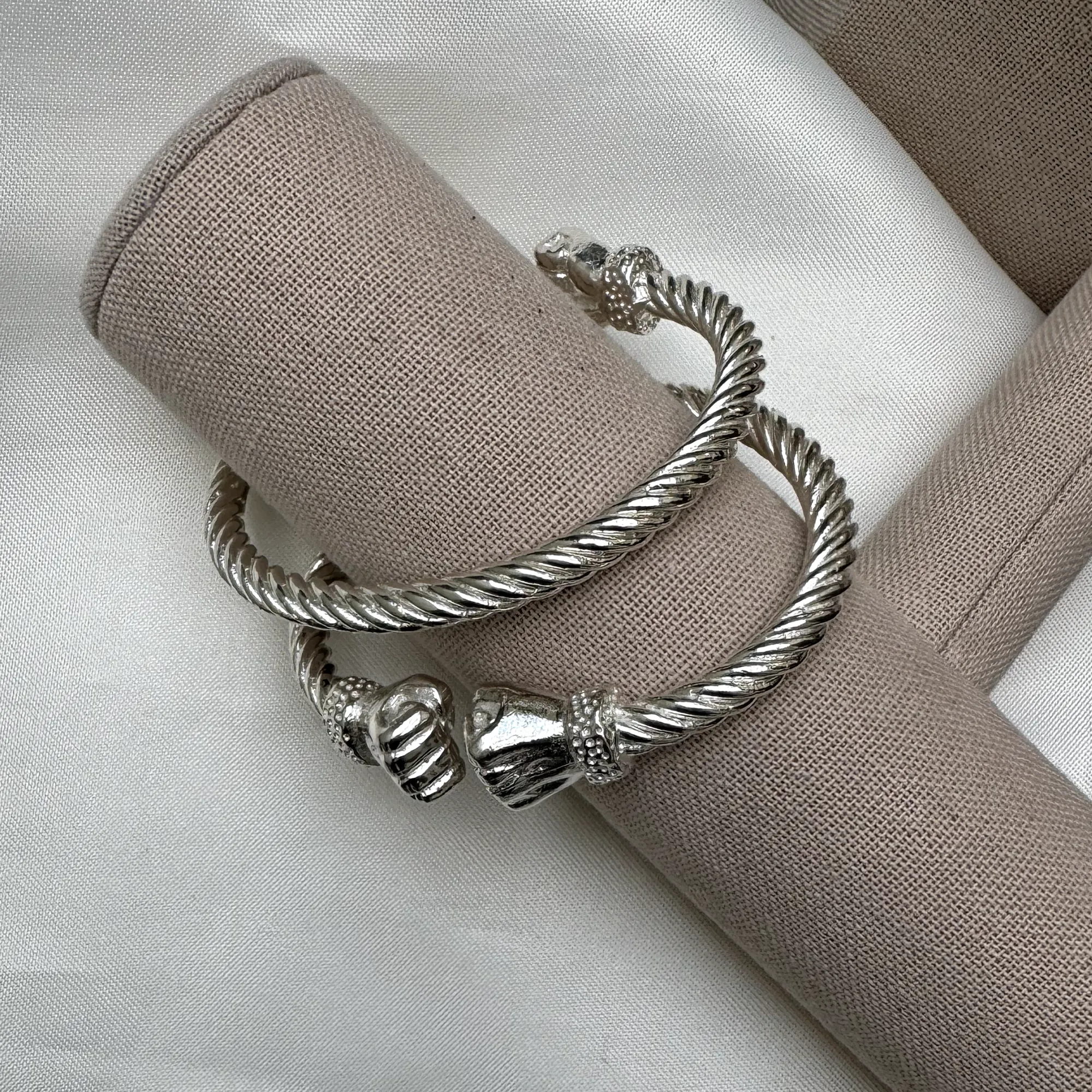 Better Jewelry Fist Ends Coiled Rope West Indian Bangle .925 Sterling Silver,1 piece