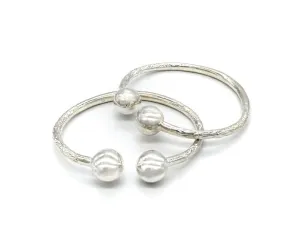 Better Jewelry Huge Ball Ends West Indian Bangles .925 Sterling Silver, 1 pair