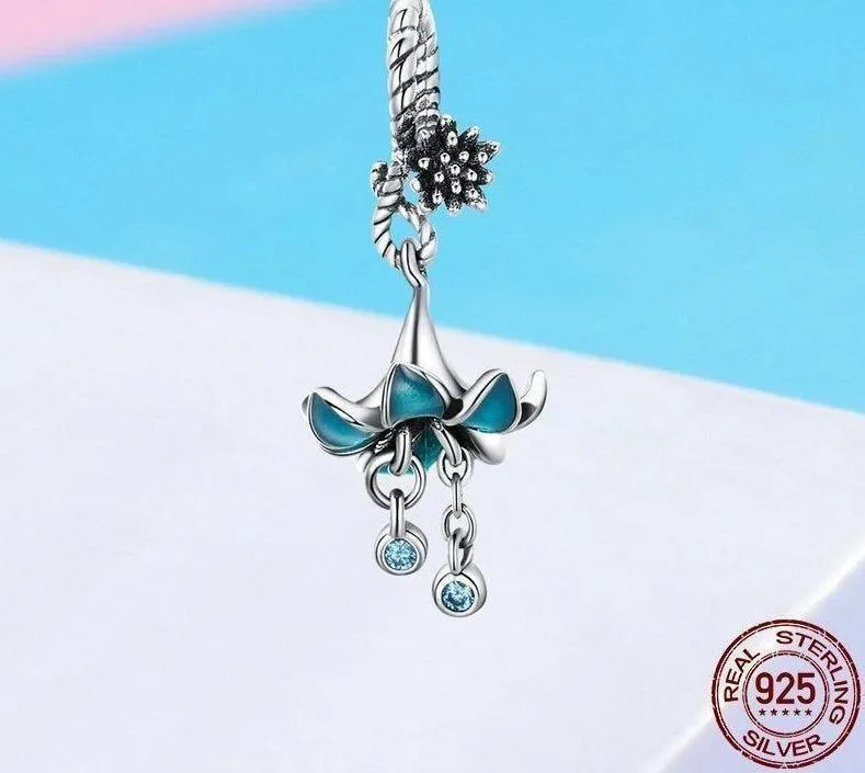 Blue Flower Pendant Charm Jewelry Without Chain - BSC034