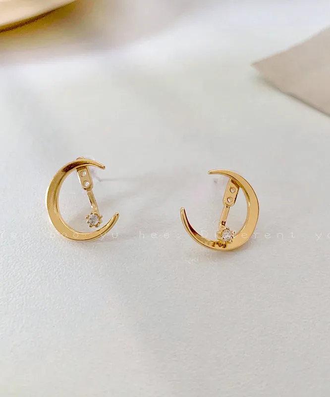 Boutique Gold Alloy Zircon Moon Star Hoop Earrings ET031