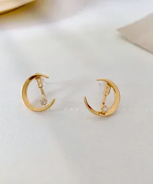 Boutique Gold Alloy Zircon Moon Star Hoop Earrings ET031