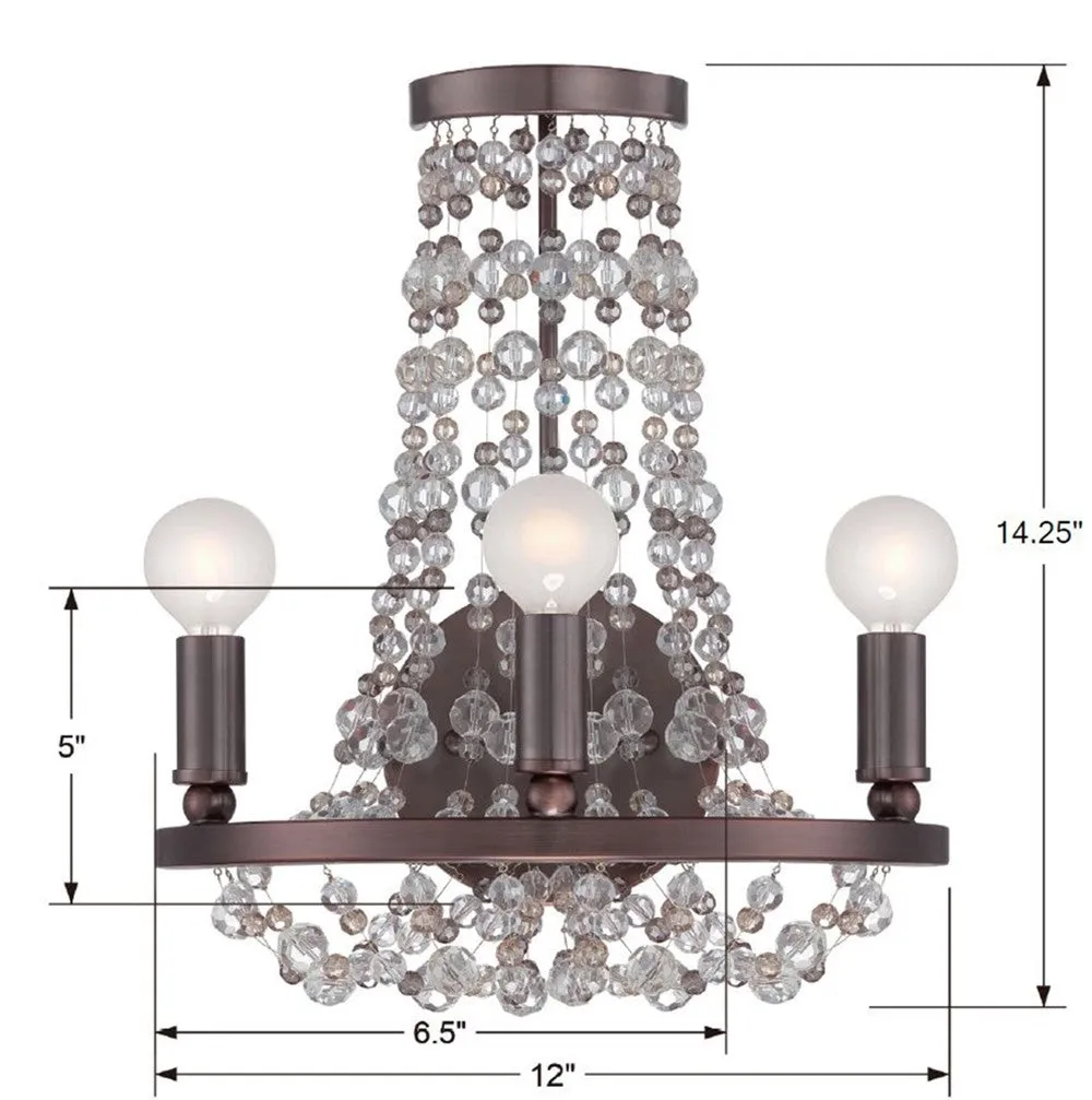 Channing 3 Light Hand Cut Crystal Chocolate Bronze Sconce