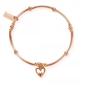 ChloBo Rose Gold Mini Noodle Ball Heart In Heart Bracelet RBMNB733