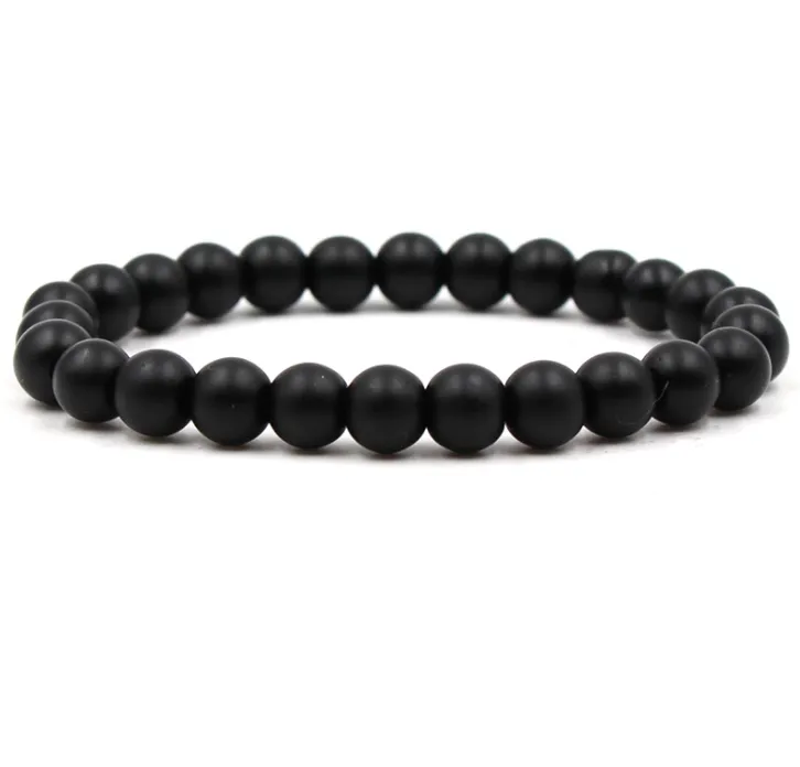 Classic Black Matte Green Malachite Bracelets Suitable Women Men Elastic Strand Jewelry