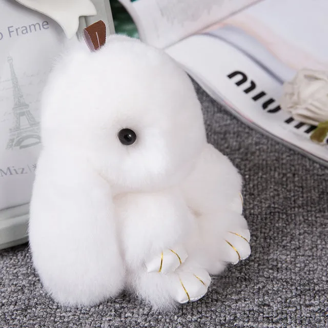 Clearance 18CM Natural Bunny Key chain har Fur Key ring Women Bag Charm PomPon Rabbit KeyChain auto Furry Car Pendant Key Holder