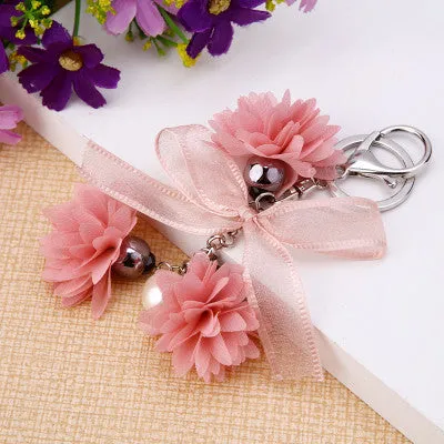 Cloth Flower Key Ring For Lady Couple Bag