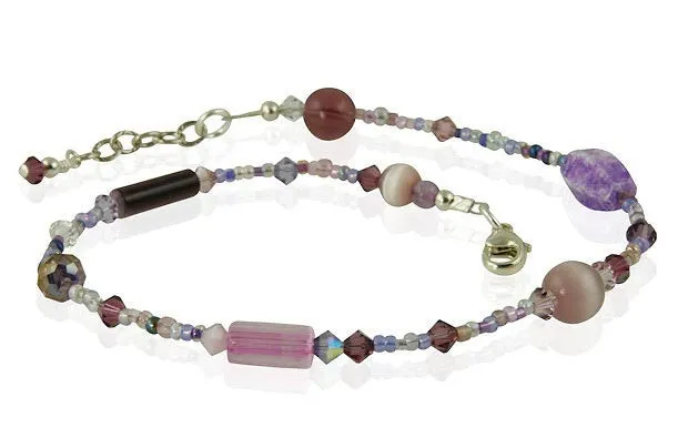 Crystal Lavender Glass Beaded Anklet