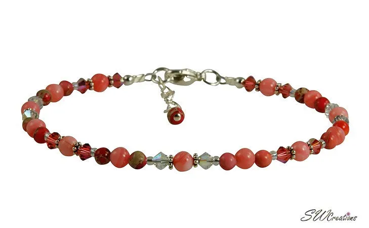 Crystal Pink Coral Beaded Anklet