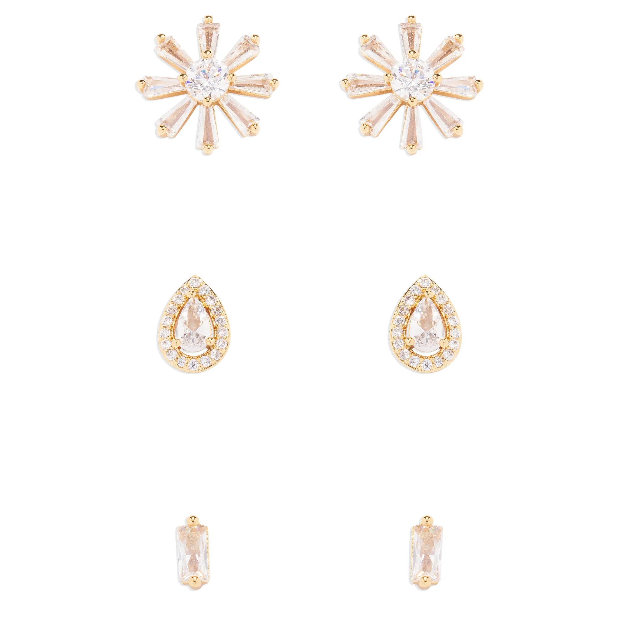 Crystal Stud Trio Set