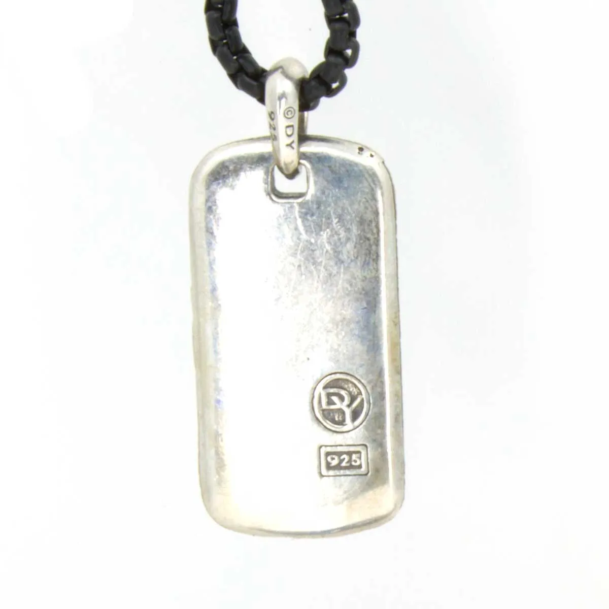 David Yurman Griffin Dog Tag Charm with Blackened Stainless Steel Chain