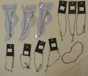 Designer Beaded Anklets Qty 11 With Adjuster Chain -- New