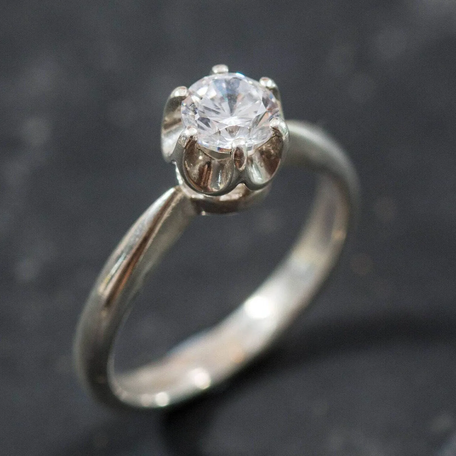 Diamond Engagement Ring - Sparkly Solitaire Ring - Minimalist