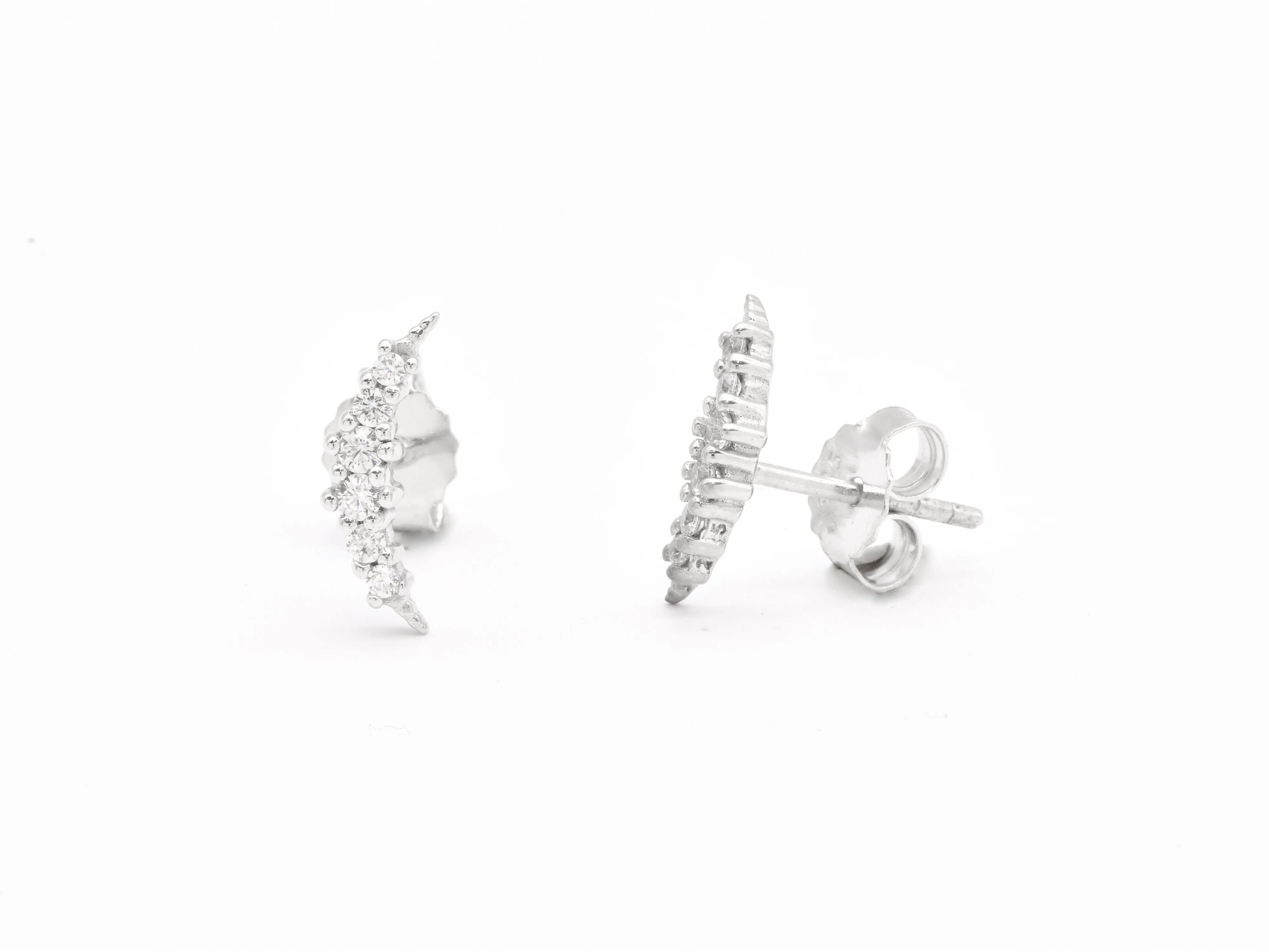 Diamond Moon Earrings - Moon Dainty Studs - Sparkly Moon Earrings