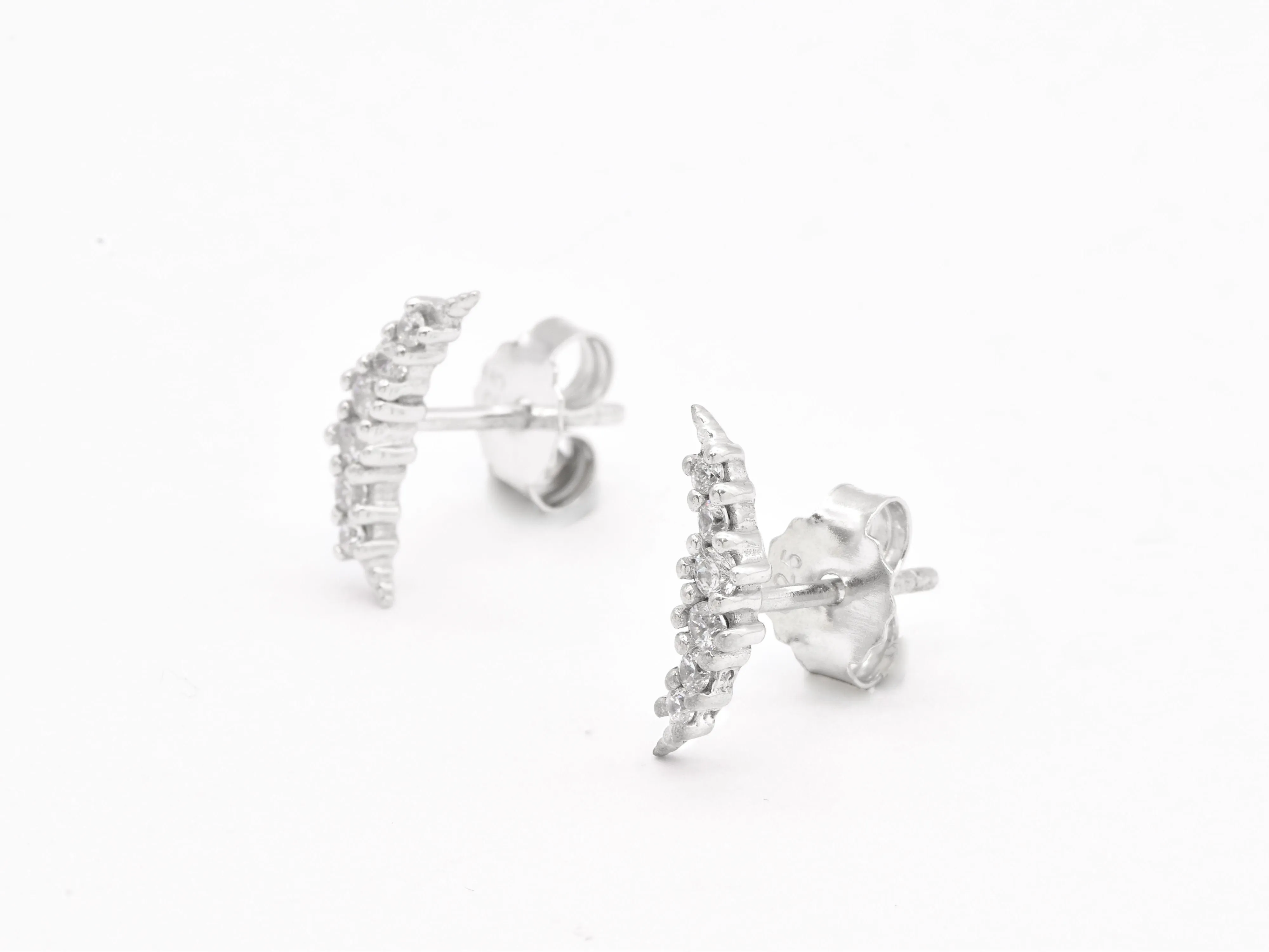 Diamond Moon Earrings - Moon Dainty Studs - Sparkly Moon Earrings