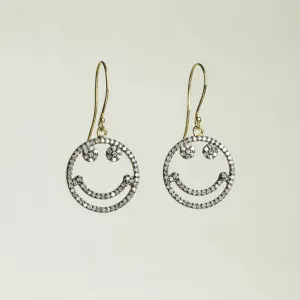 Diamond Smiley Face Drop Earrings