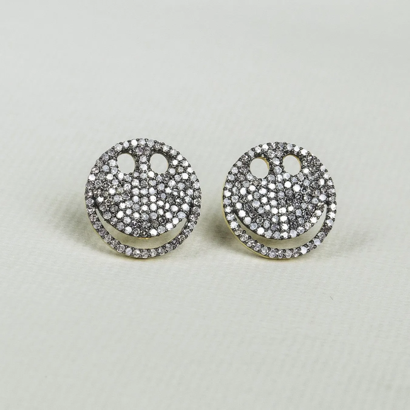 Diamond Smiley Face Drop Earrings