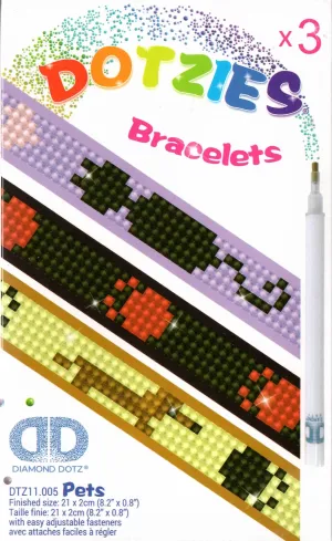 DIY Diamond Dotz Pets Cat Dog Prints Dotzies Bracelet Facet Art Bead Craft Kit