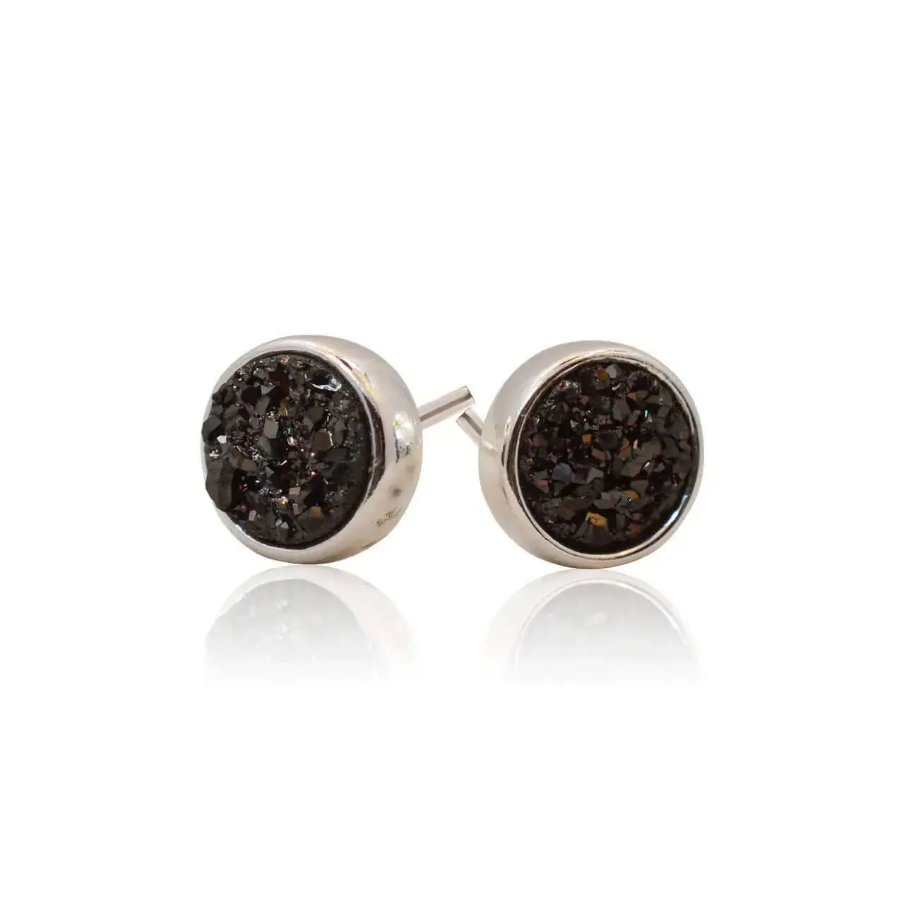 Druzy Round Black Studs