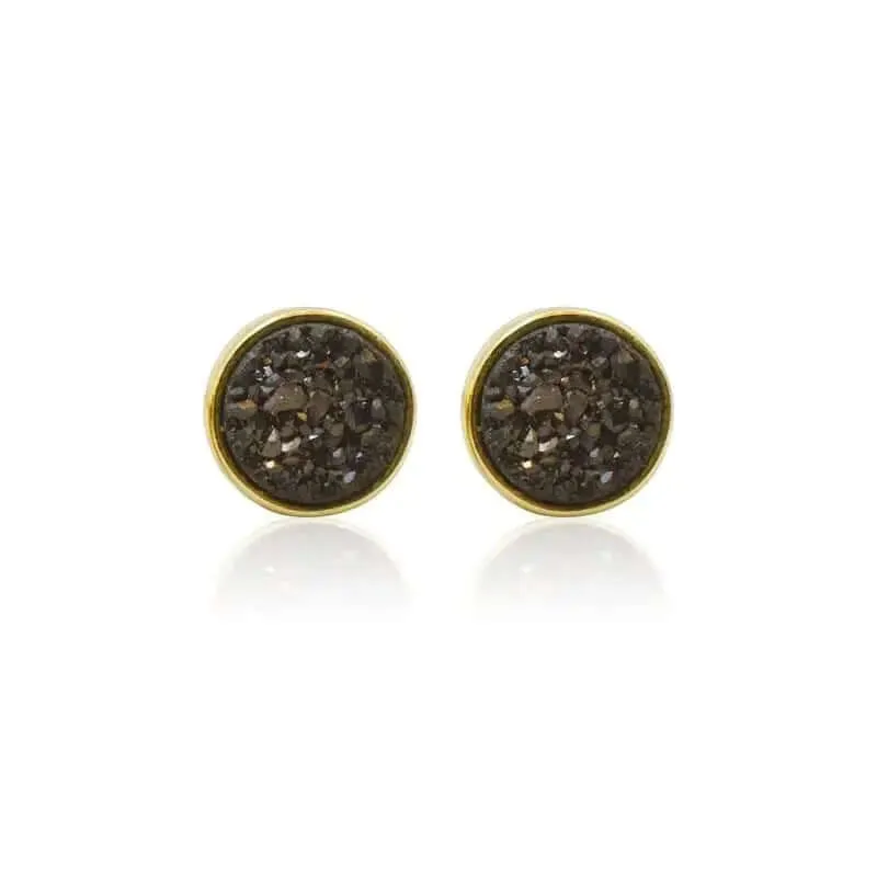 Druzy Round Black Studs