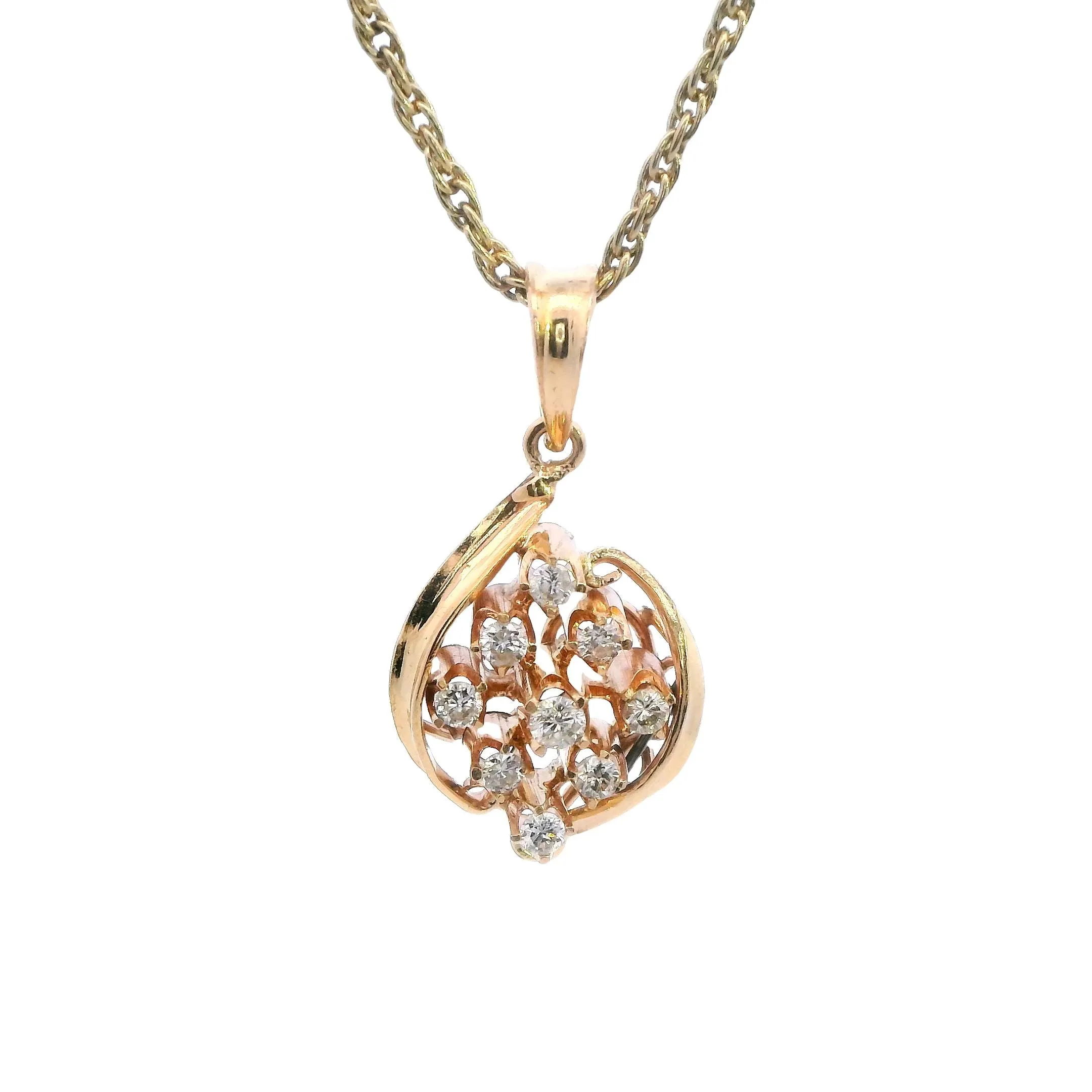 Elegant 9ct Yellow Gold Diamond Pendant - Timeless Elegance