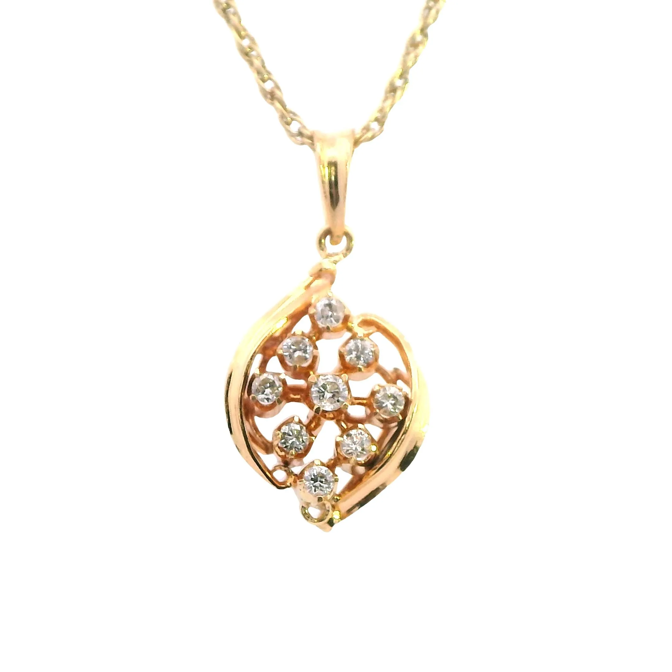 Elegant 9ct Yellow Gold Diamond Pendant - Timeless Elegance