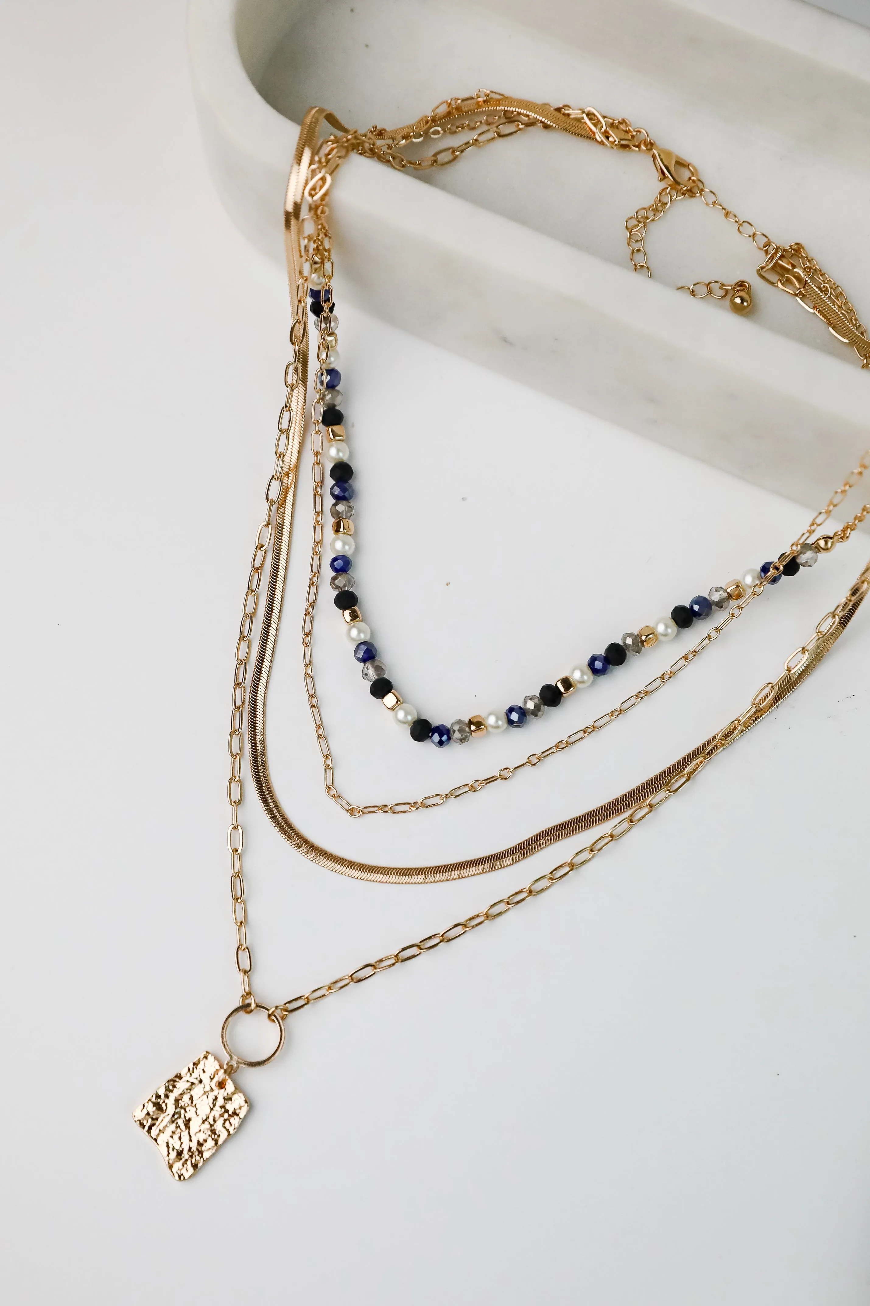 Elena Blue Layered Chain Necklace