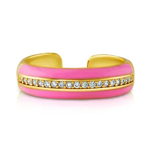 ENAMEL 1 ROW CZ RING, PINK