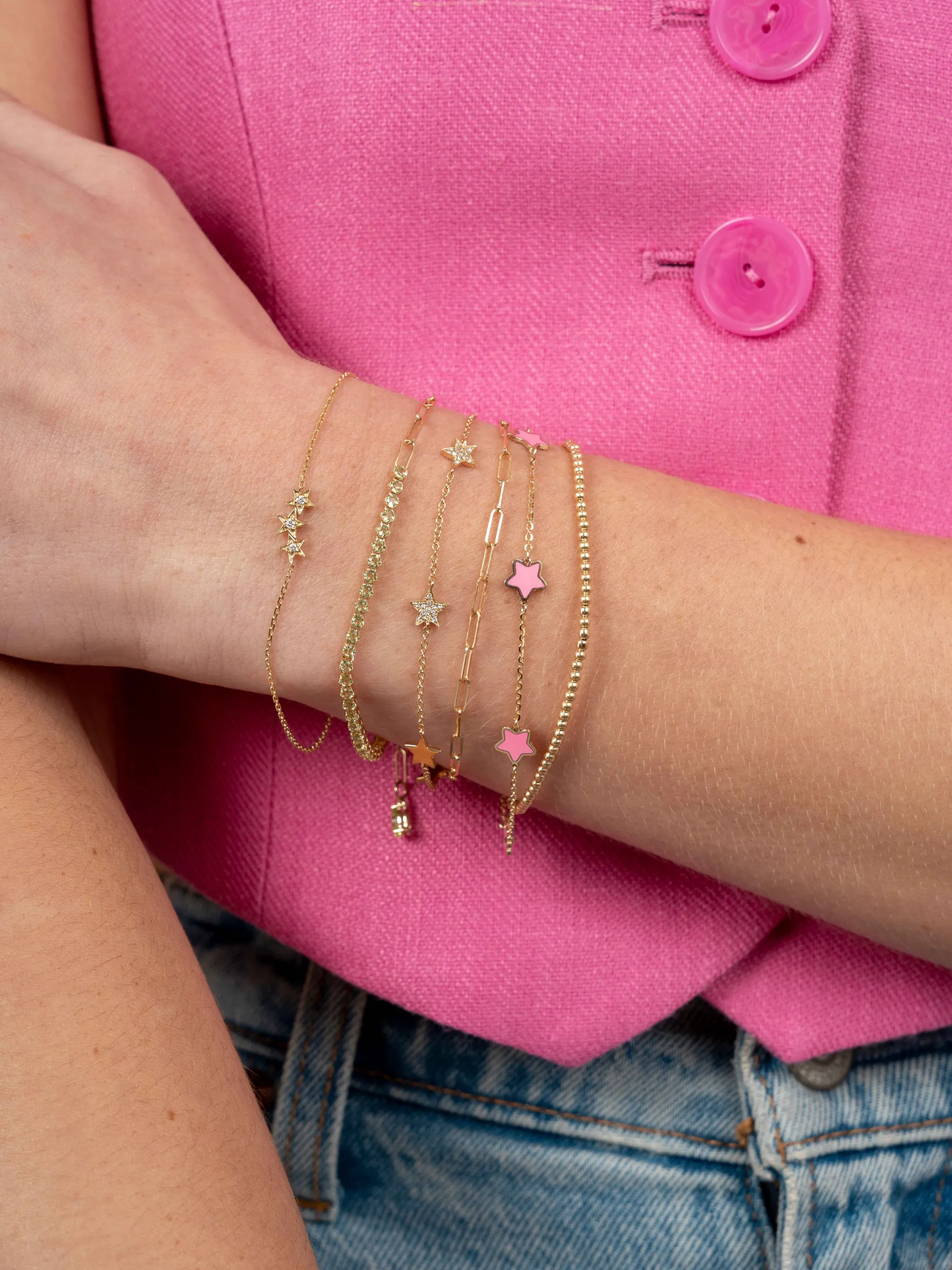 Endless Star Pink Bracelet 14K