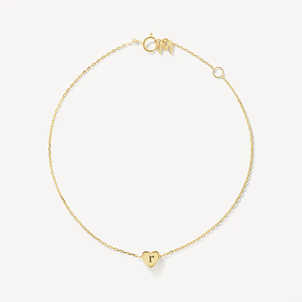 Engravable Plain Heart Bracelet in 10k Gold