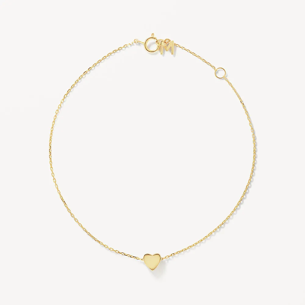 Engravable Plain Heart Bracelet in 10k Gold