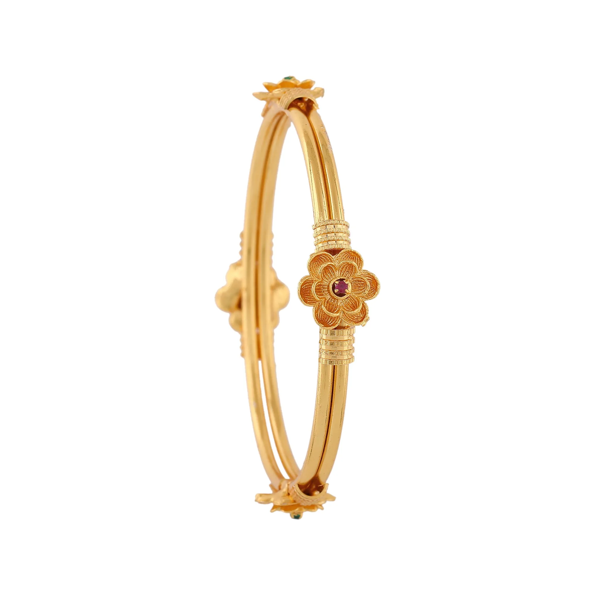 Estele Gold Plated Traditional Floral Designer 2:6 Size Bangles | Classic Design with Modern Elegance for Women