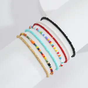 European And American Style Cross-Border Color Beaded Anklet