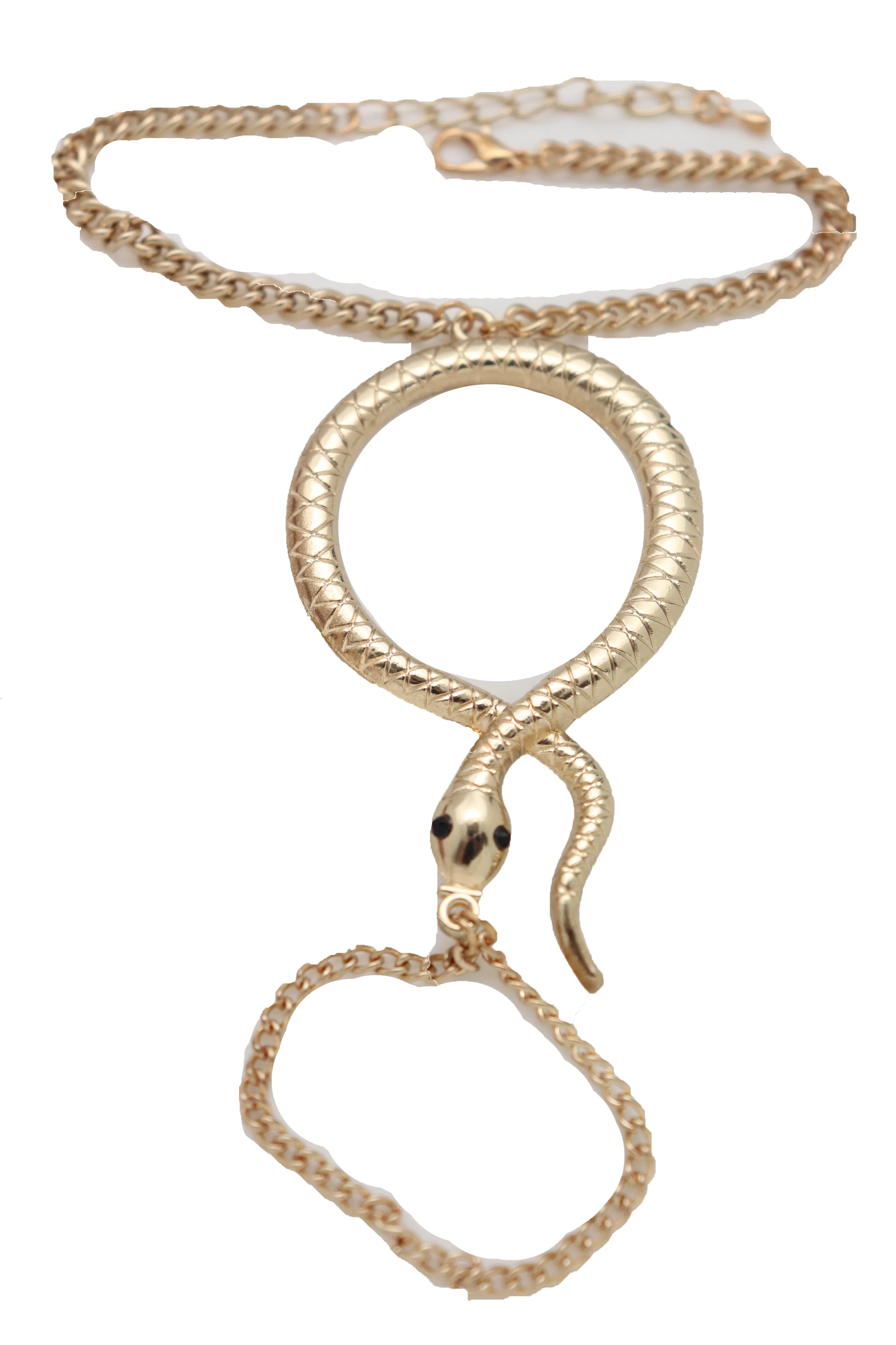 Fashion Bracelet Gold Metal Hand Chain Cobra Snake Jewelry Connected Ring