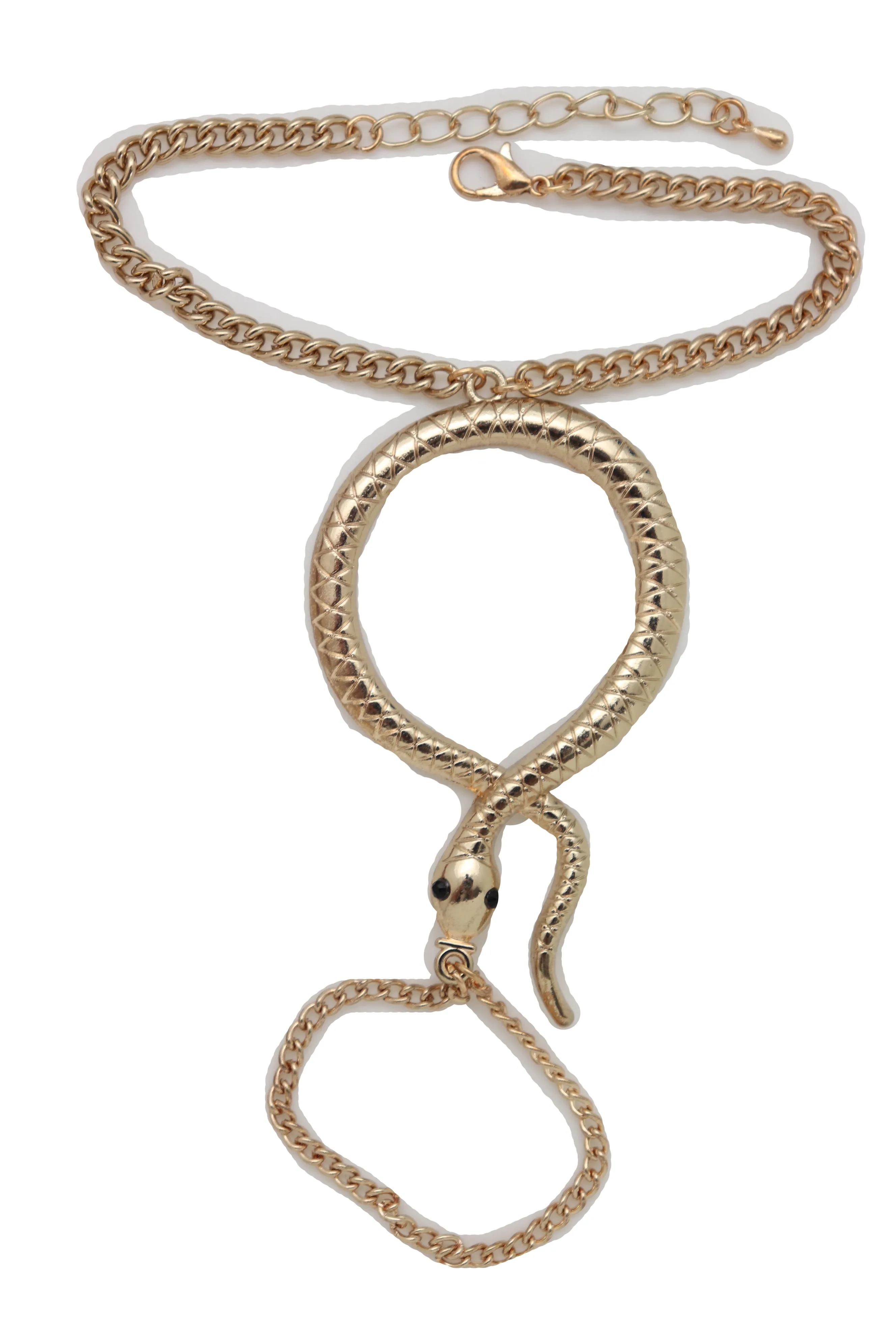 Fashion Bracelet Gold Metal Hand Chain Cobra Snake Jewelry Connected Ring