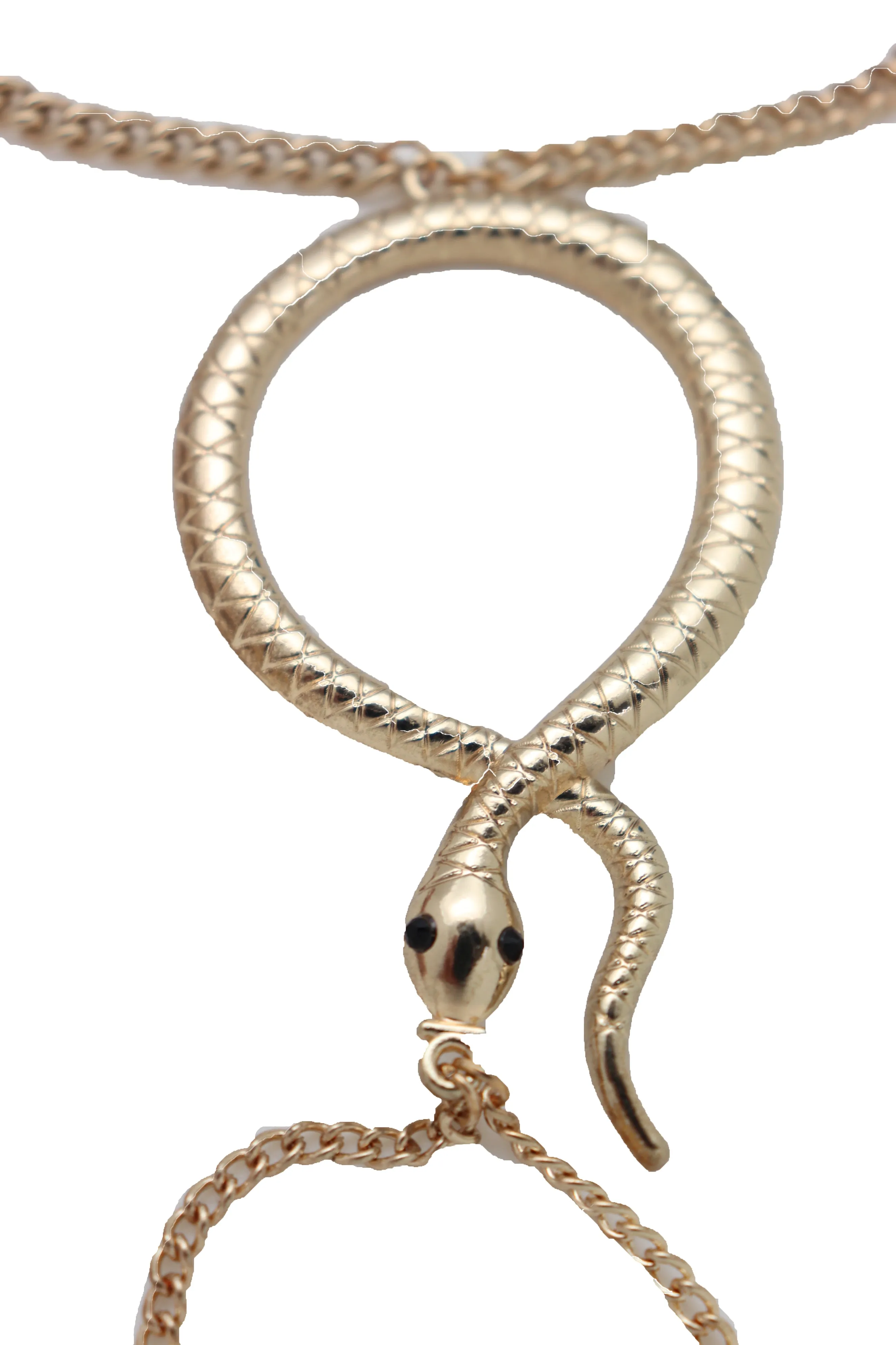 Fashion Bracelet Gold Metal Hand Chain Cobra Snake Jewelry Connected Ring