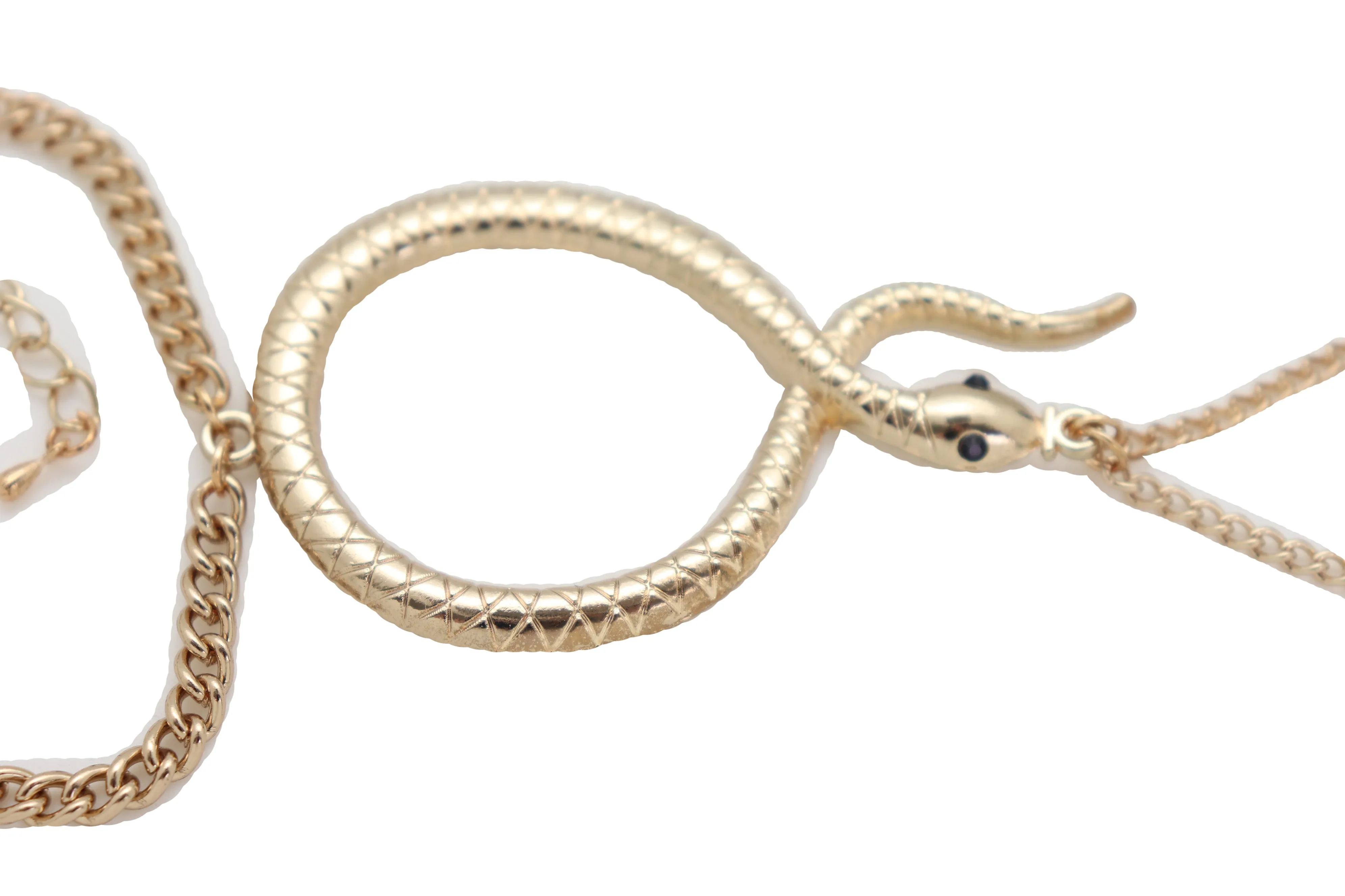 Fashion Bracelet Gold Metal Hand Chain Cobra Snake Jewelry Connected Ring