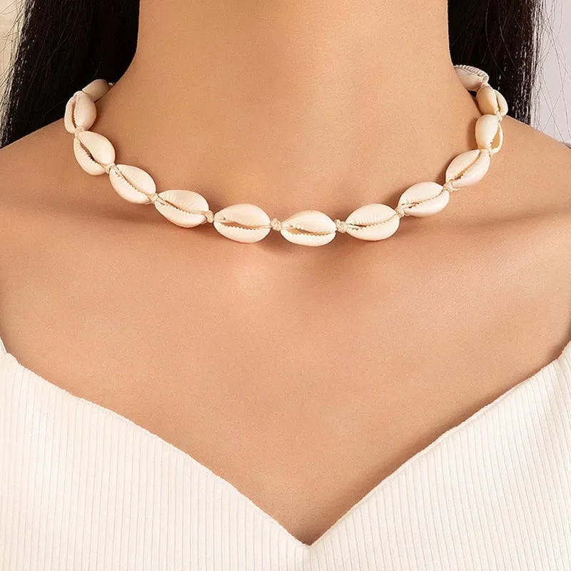 Fashion Rope Chain Natural Shell Choker Necklace